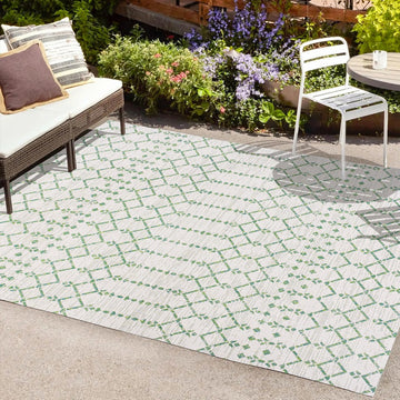 Ourika Moroccan Geometric Textured Weave Indoor/outdoor Rug